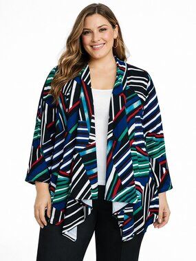 Travel Elements Cardigan Size 2X Draped Striped